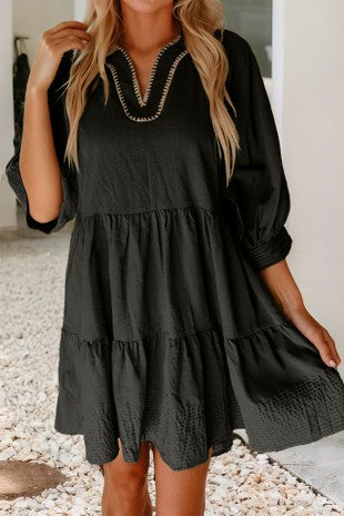 Leopard Trim Dress
