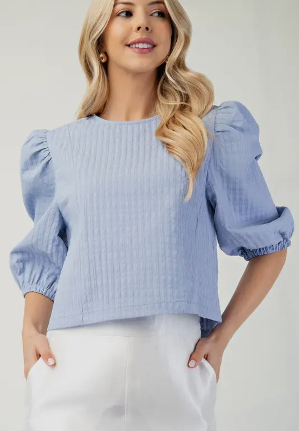 Sky Puff Sleeve Top